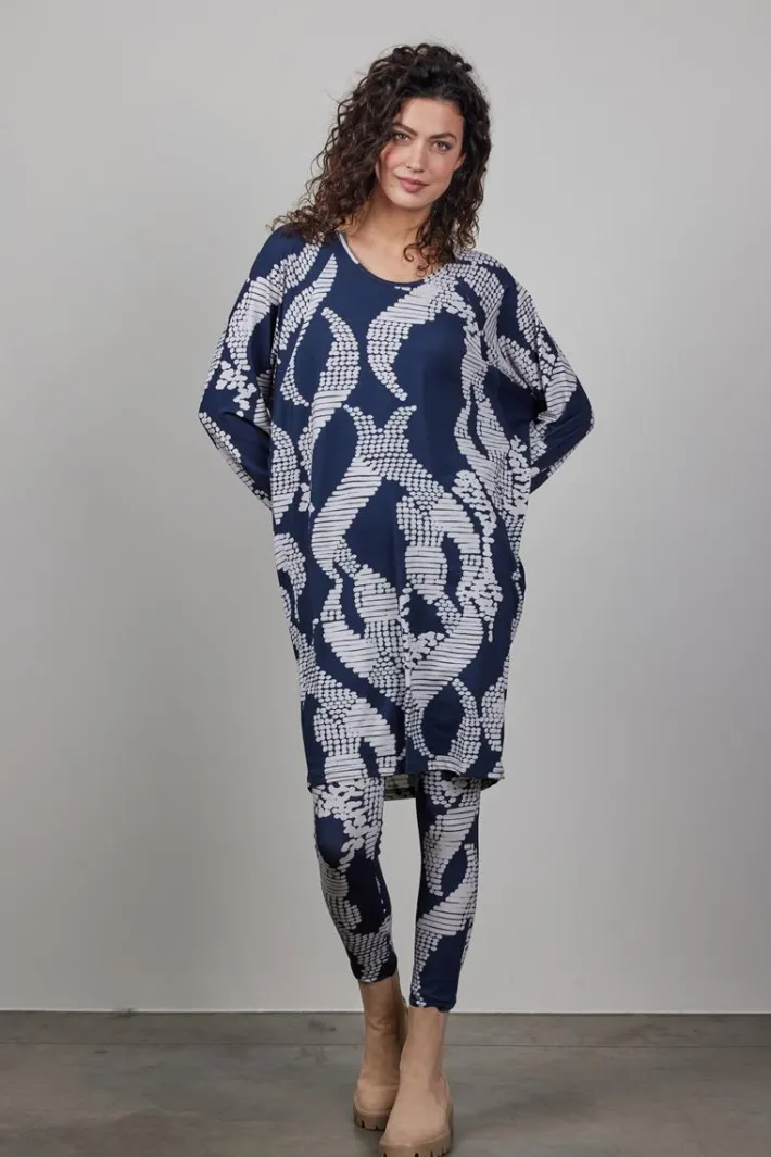 DiDi Basic legging in Darkblue met Dancing dots print- Leggings | Lange Broeken