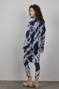 DiDi Basic legging in Darkblue met Dancing dots print- Leggings | Lange Broeken