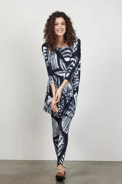 DiDi Basic legging in Black with Shell Symphony print- Leggings | Lange Broeken