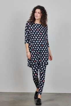 DiDi Basic legging in Black with Coral cove print- Leggings | Lange Broeken