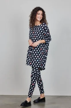 DiDi Basic legging in Black with Coral cove print- Leggings | Lange Broeken