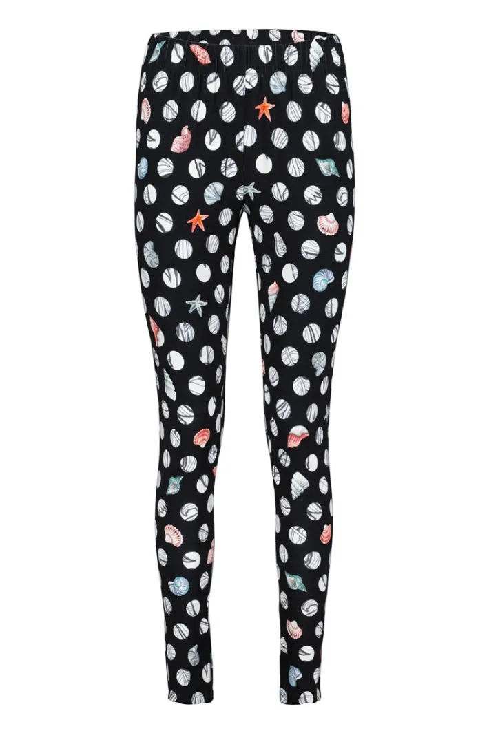 DiDi Basic legging in Black with Coral cove print- Leggings | Lange Broeken