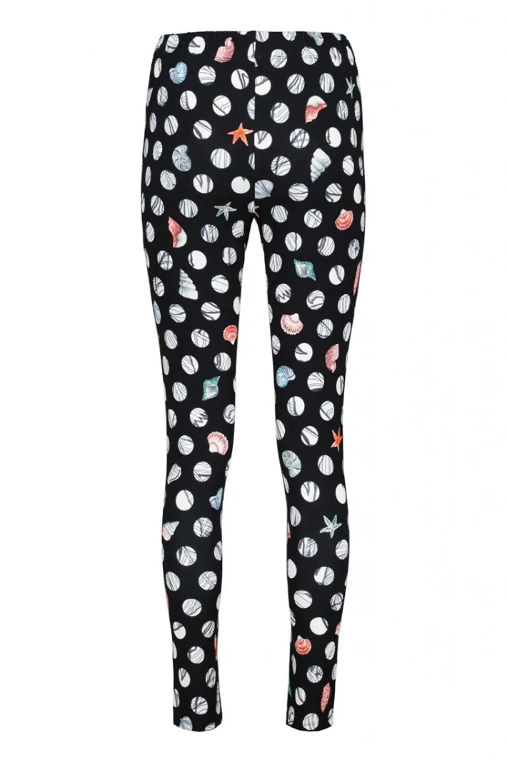 DiDi Basic legging in Black with Coral cove print- Leggings | Lange Broeken