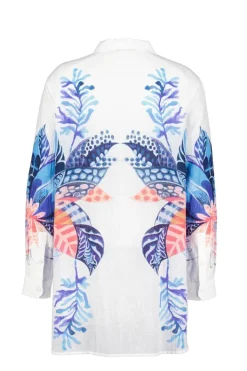 DiDi Big blouse panel in white with azur Fusion panel- Blouses