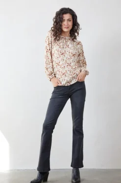 DiDi Blouse Adore Ecru Happy leaves print- Blouses