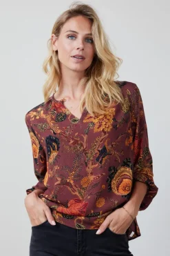 DiDi Blouse Adore Red Woodland print- Blouses