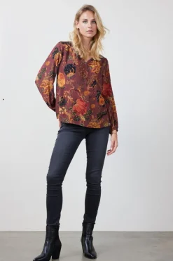 DiDi Blouse Adore Red Woodland print- Blouses