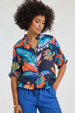 DiDi Blouse Billy Blue Tropicalia print- Blouses