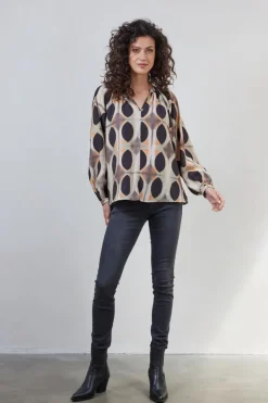DiDi Blouse Cherish Sand Monsoon print- Blouses