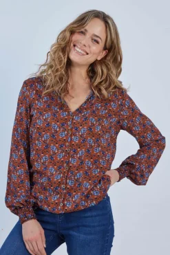 DiDi Blouse Fiesta Brown Waterside XS print- Blouses