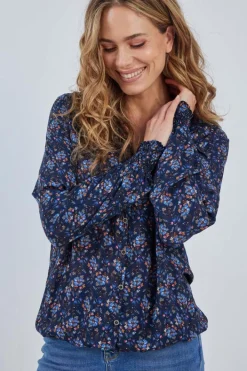 DiDi Blouse Fiesta Dark blue Waterside XS print- Blouses