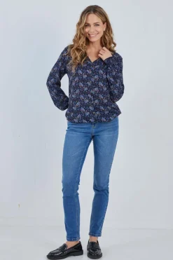 DiDi Blouse Fiesta Dark blue Waterside XS print- Blouses