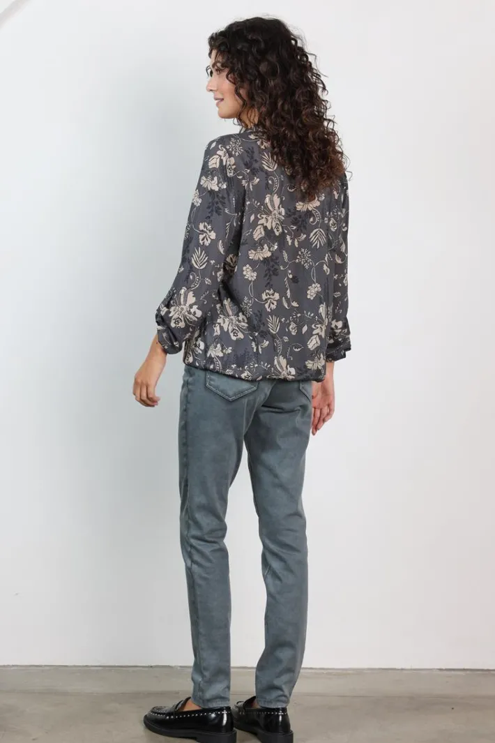DiDi Blouse Fiesta in Grey ensemble print- Blouses