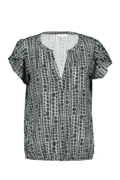 DiDi Blouse Flare in granite green with dots is a row print- Blouses