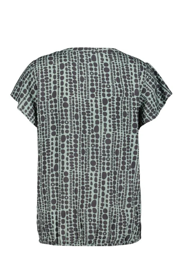 DiDi Blouse Flare in granite green with dots is a row print- Blouses