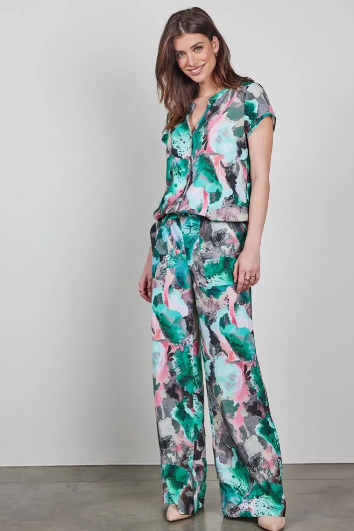 DiDi Blouse Harper short sleeve in light grey with dreamscape print- Blouses