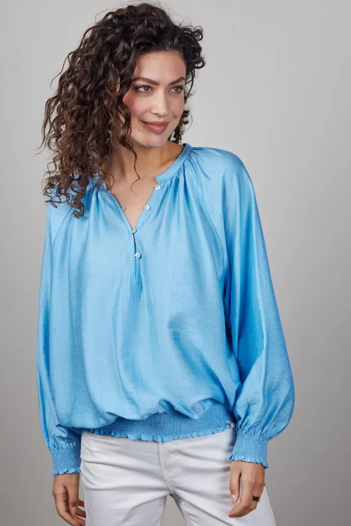 DiDi Blouse Lima in Baltic Sea blue- Blouses