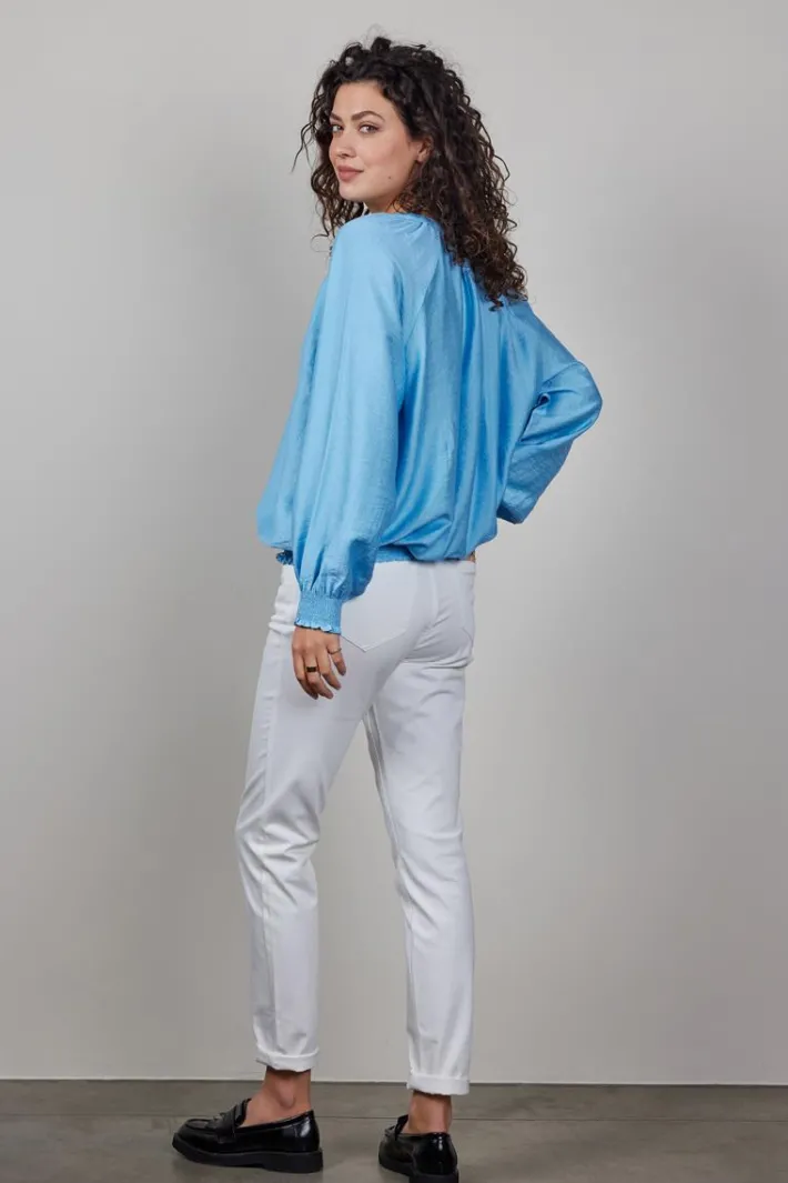 DiDi Blouse Lima in Baltic Sea blue- Blouses