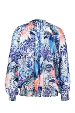 DiDi Blouse Lima in offwhite with Azur Fusion print- Blouses