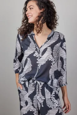 DiDi Blouse Livy in Darkblue met Dancing dots print- Blouses