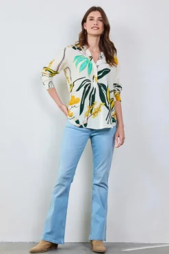 DiDi Blouse Lola in Offwhite with Sunshine print- Blouses