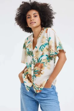 DiDi Blouse Manna Offwhite Rising sun print- Blouses