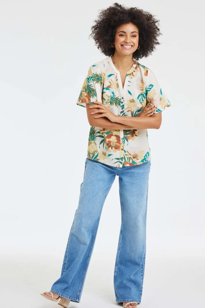 DiDi Blouse Manna Offwhite Rising sun print- Blouses