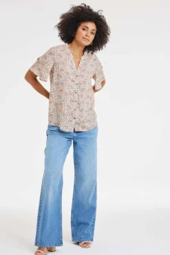 DiDi Blouse Manna Pink Fuji XS print- Blouses