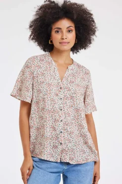 DiDi Blouse Manna Pink Fuji XS print- Blouses