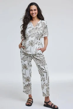 DiDi Blouse Moana Offwhite Palmer print- Blouses