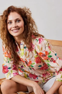 DiDi Blouse Nice in Light pink with Paradise print- Blouses