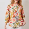 DiDi Blouse Nice in Offwhite with Mango tango print- Blouses