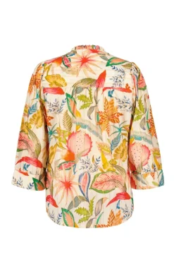 DiDi Blouse Nice in Offwhite with Mango tango print- Blouses