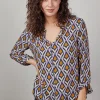 DiDi Blouse Nyssa in offwhite with cosmic dreams print- Blouses