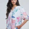 DiDi Blouse Rise Bitmap print- Blouses