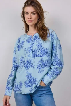 DiDi Blouse Sari Light green Fineliner print- Blouses