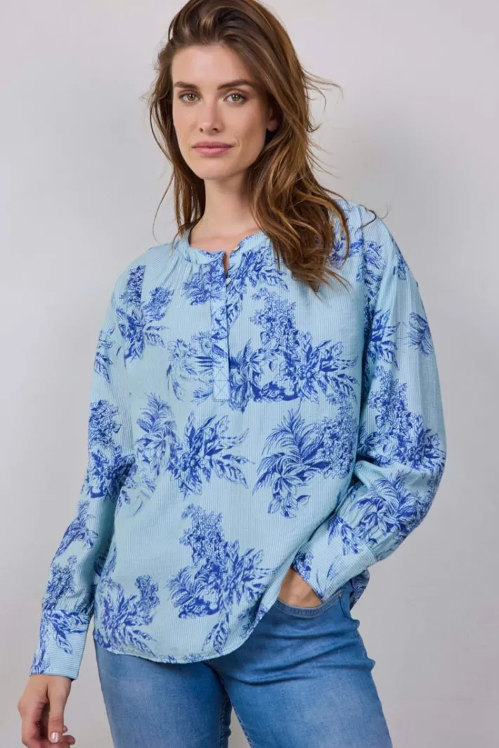 DiDi Blouse Sari Light green Fineliner print- Blouses