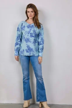 DiDi Blouse Sari Light green Fineliner print- Blouses