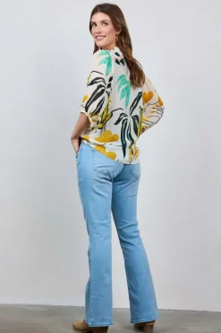 DiDi Blouse Sunset in Offwhite with Sunshine print- Blouses