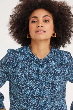 DiDi Blouse Tyla Dark blue Fuji XS print- Blouses
