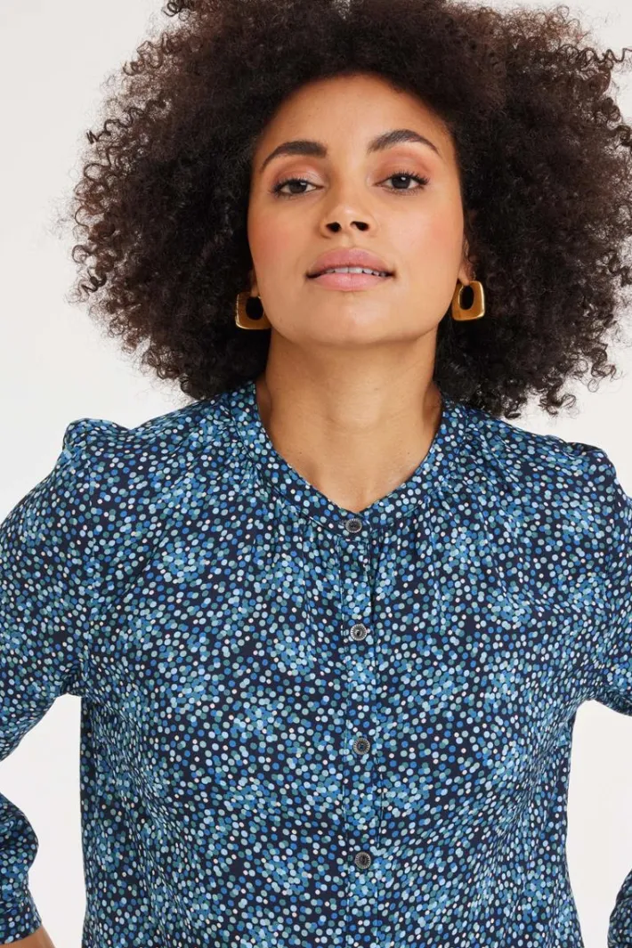 DiDi Blouse Tyla Dark blue Fuji XS print- Blouses