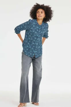 DiDi Blouse Tyla Dark blue Fuji XS print- Blouses