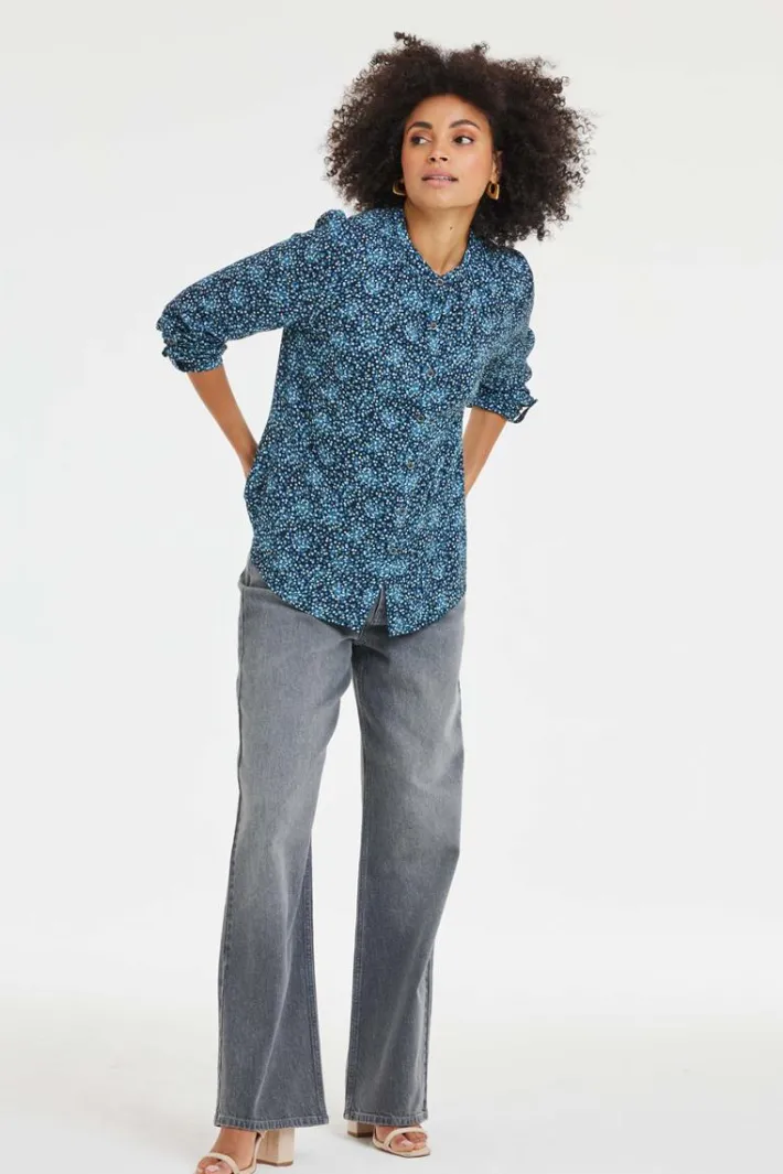 DiDi Blouse Tyla Dark blue Fuji XS print- Blouses