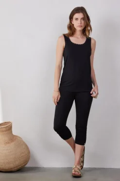 DiDi Capri legging ruffle in zwart- Leggings | Basics