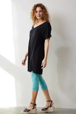 DiDi Capri leggings ruffle in Dusty turquoise- Leggings | Basics