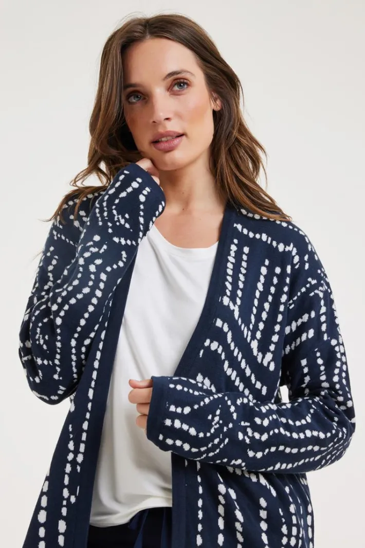 DiDi Cardigan Source jacquard Dark blue- Truien & Vesten | Cardigans