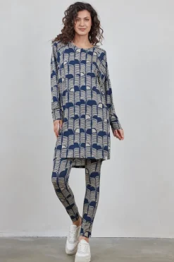 DiDi Comfy loose dress Dark blue Glow print- Jurken & Tunieken