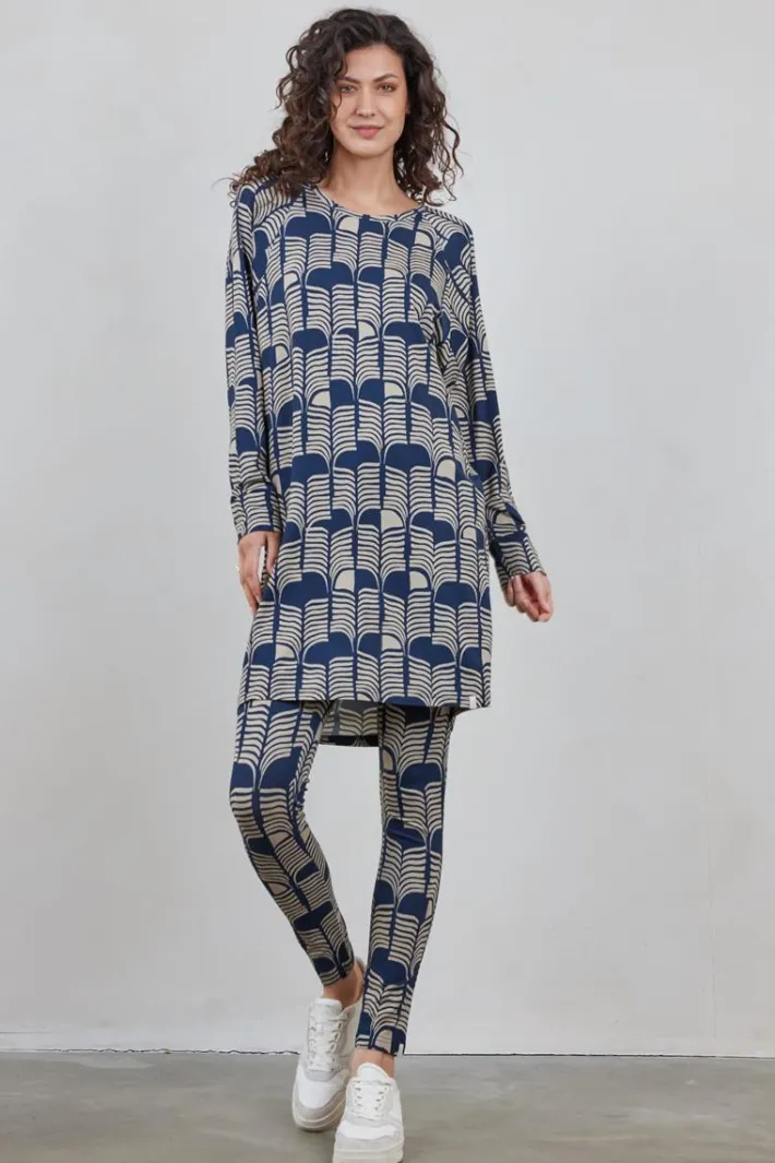 DiDi Comfy loose dress Dark blue Glow print- Jurken & Tunieken