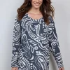 DiDi Comfy loose dress in dark shadow with Grandeur print- Jurken & Tunieken