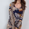 DiDi Comfy loose dress in Darkblue with Wildflower print- Jurken & Tunieken